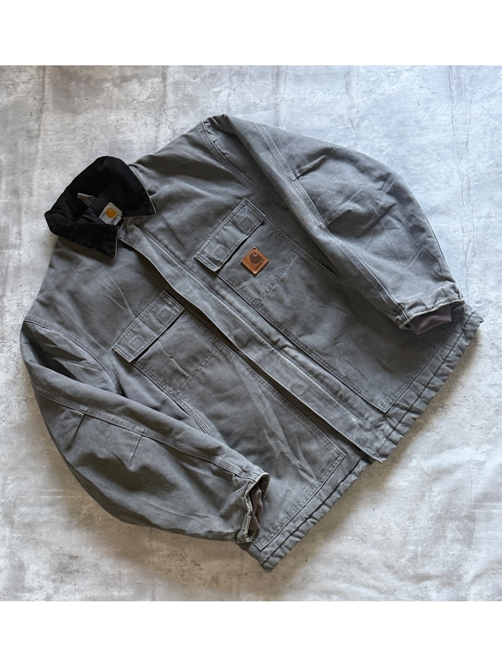 Vintage Gray Carhartt Corduroy Quilted Industrial Jacket L